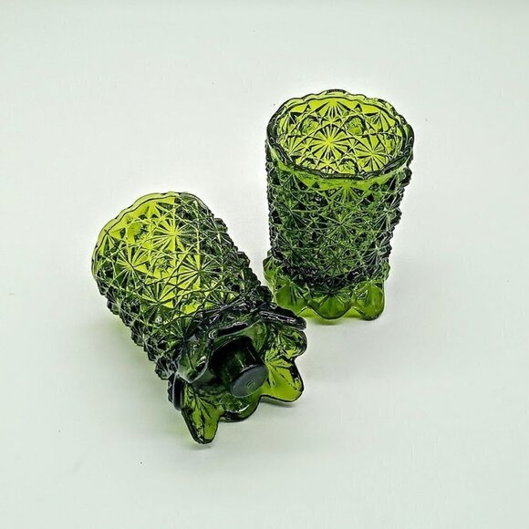 Vintage Green Glass 4-Toed Toothpick Holders (2) - Picture 1 of 6